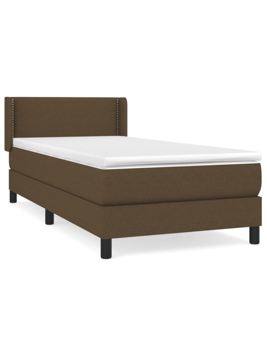 Box spring postel s matrací tmavě hnědá 90x200 cm textil