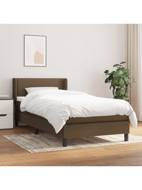 Box spring postel s matrací tmavě hnědá 90x200 cm textil