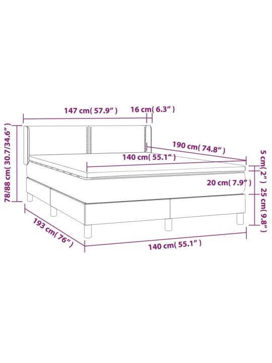Box spring postel s matrací tmavě šedý 140 x 190 cm textil