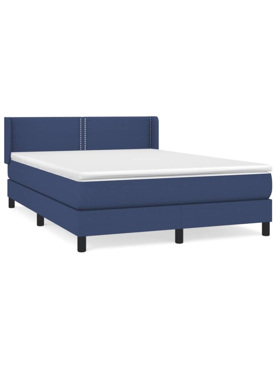Box spring postel s matrací modrá 140x190 cm textil