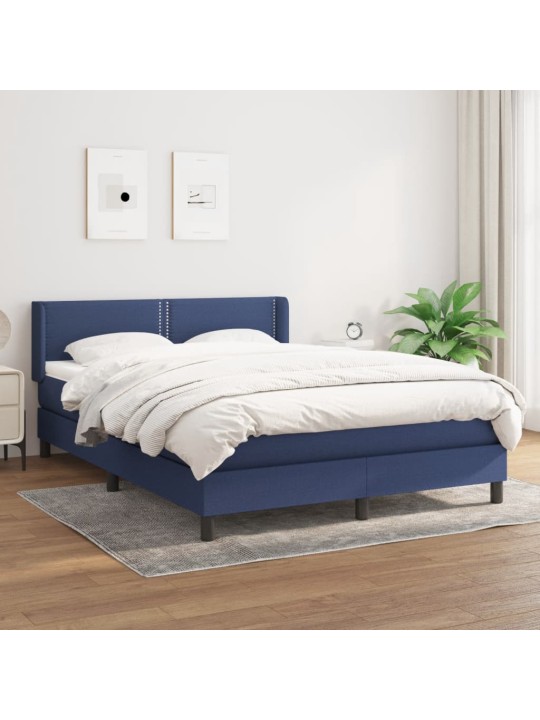 Box spring postel s matrací modrá 140x190 cm textil