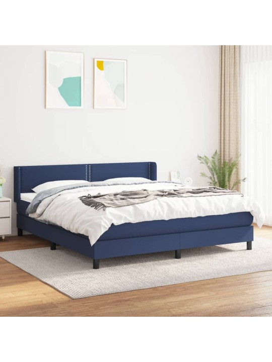 Box spring postel s matrací modrá 160x200 cm textil