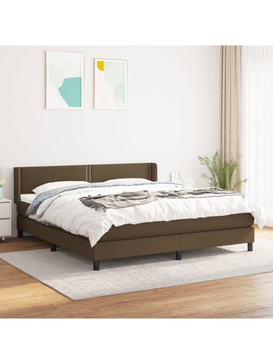 Box spring postel s matrací tmavě hnědá 180x200 cm textil