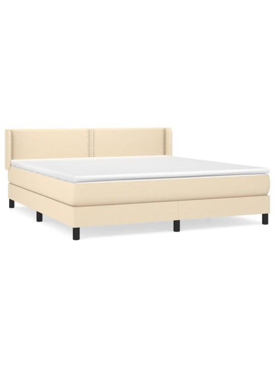 Box spring postel s matrací krémová 180x200 cm textil
