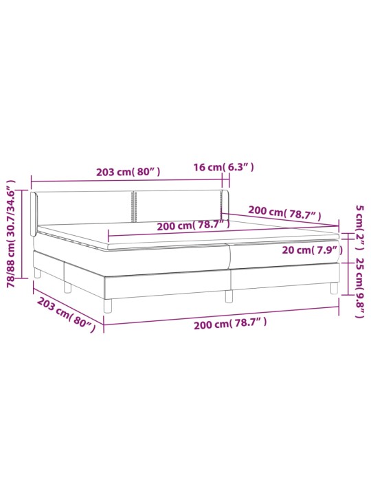 Box spring postel s matrací tmavě šedá 200x200 cm textil