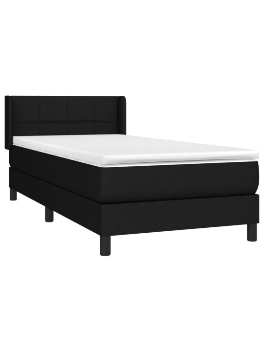 Box spring postel s matrací černá 100 x 200 cm textil