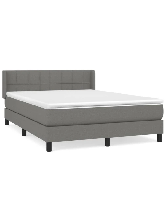 Box spring postel s matrací tmavě šedý 140 x 190 cm textil