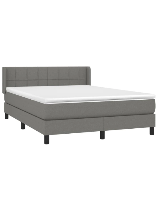 Box spring postel s matrací tmavě šedý 140 x 190 cm textil