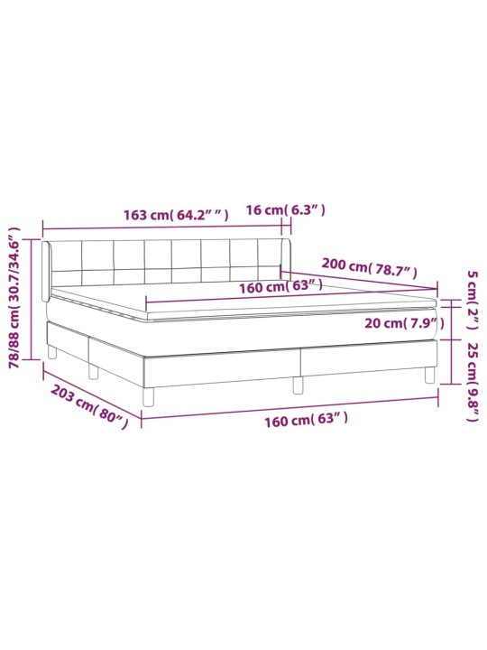 Box spring postel s matrací tmavě šedá 160x200 cm textil