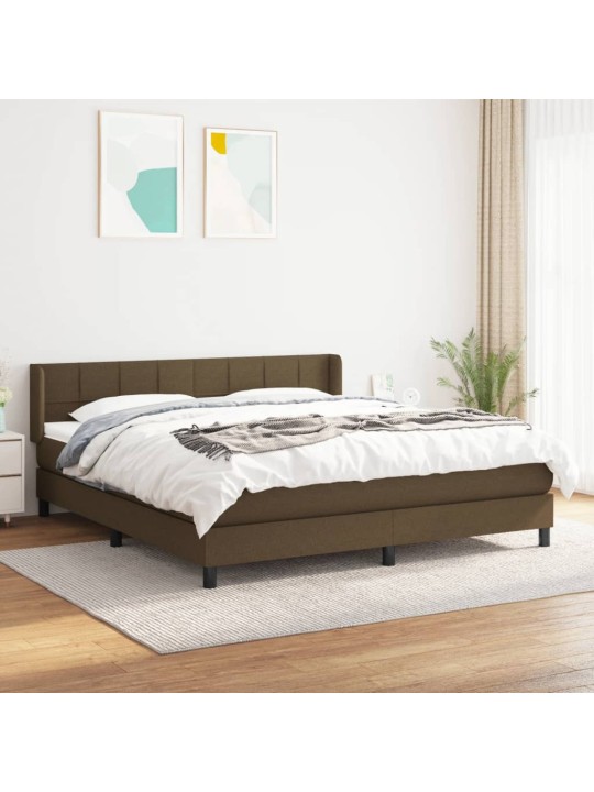 Box spring postel s matrací tmavě hnědá 180x200 cm textil