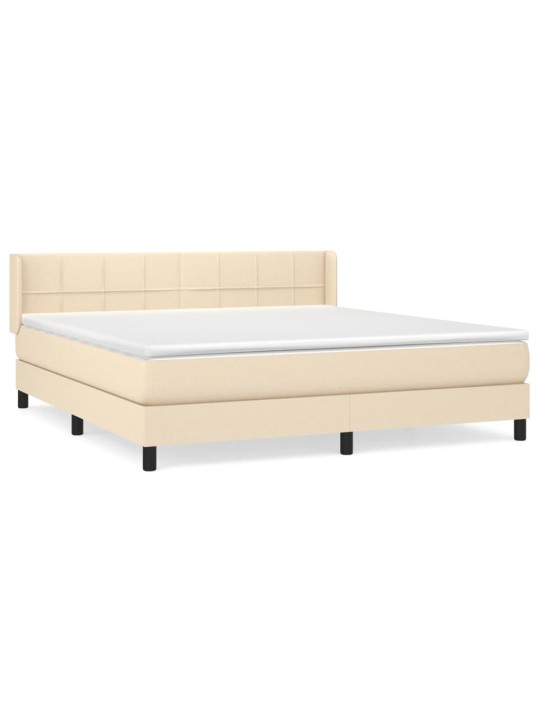 Box spring postel s matrací krémová 180x200 cm textil