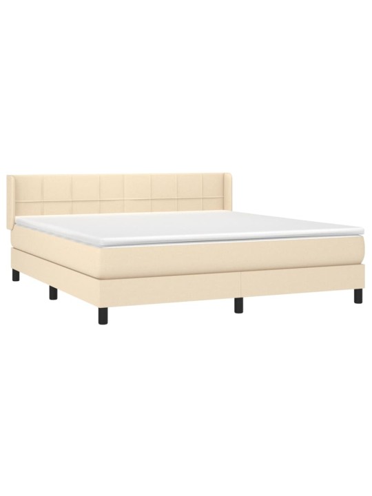 Box spring postel s matrací krémová 180x200 cm textil
