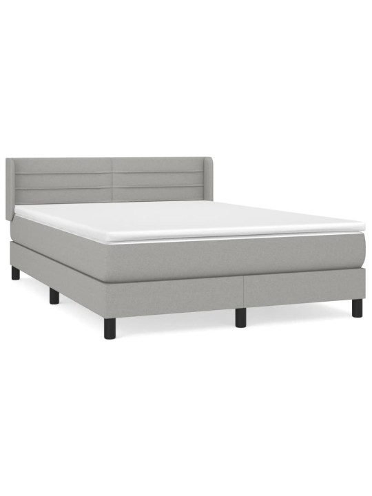 Box spring postel s matrací světle šedá 140 x 190 cm textil