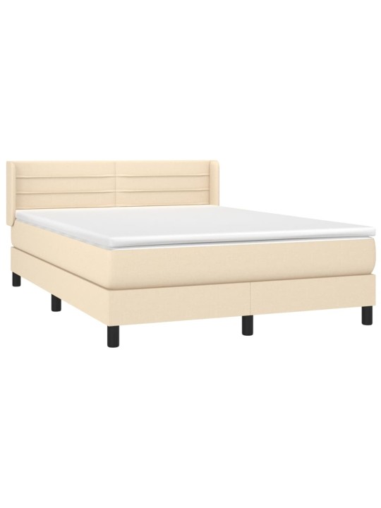 Box spring postel s matrací krémová 140x190 cm textil