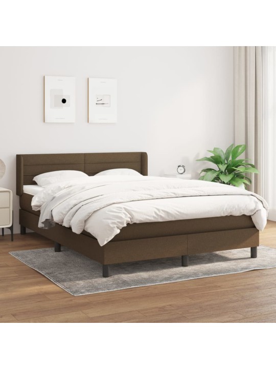 Box spring postel s matrací tmavě hnědá 140x200 cm textil
