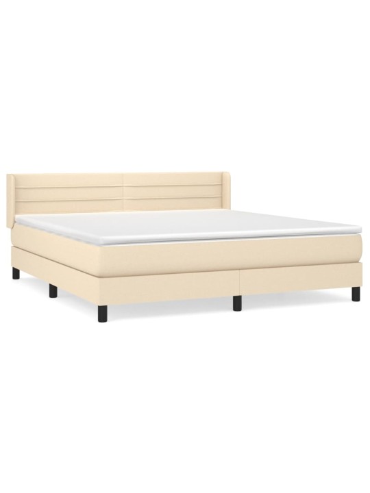 Box spring postel s matrací krémová 160x200 cm textil