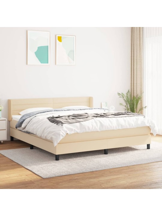 Box spring postel s matrací krémová 160x200 cm textil