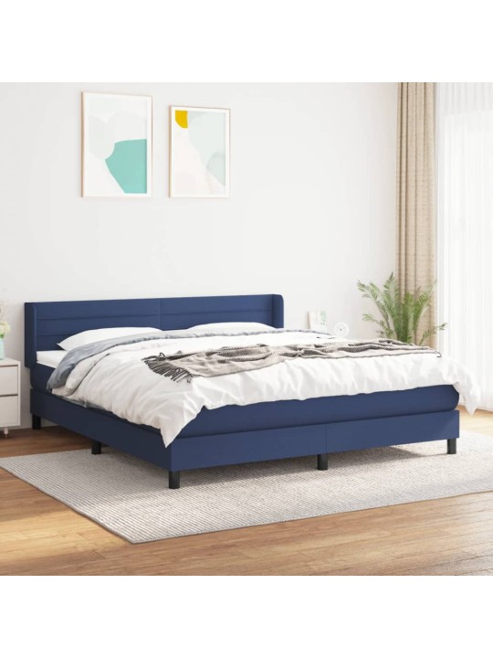 Box spring postel s matrací modrá 160x200 cm textil
