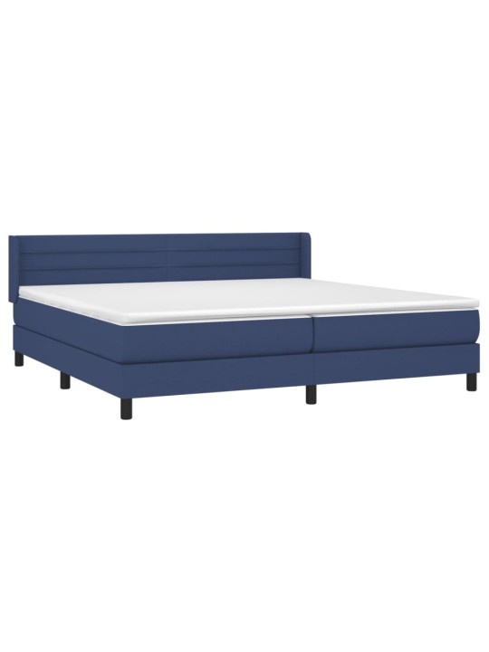 Box spring postel s matrací modrá 200x200 cm textil