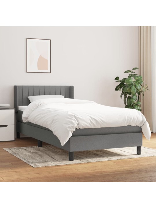 Box spring postel s matrací tmavě šedá 90x200 cm textil
