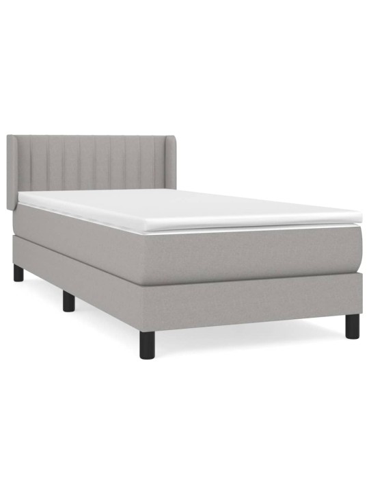 Box spring postel s matrací světle šedý 100 x 200 cm textil