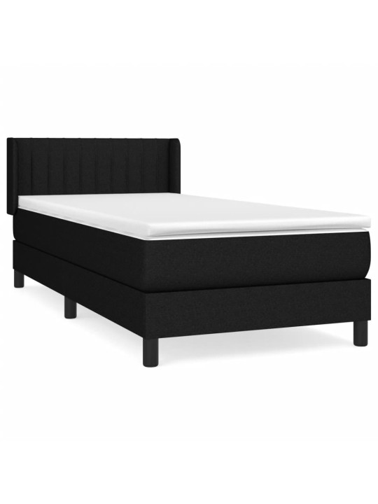Box spring postel s matrací černá 100 x 200 cm textil