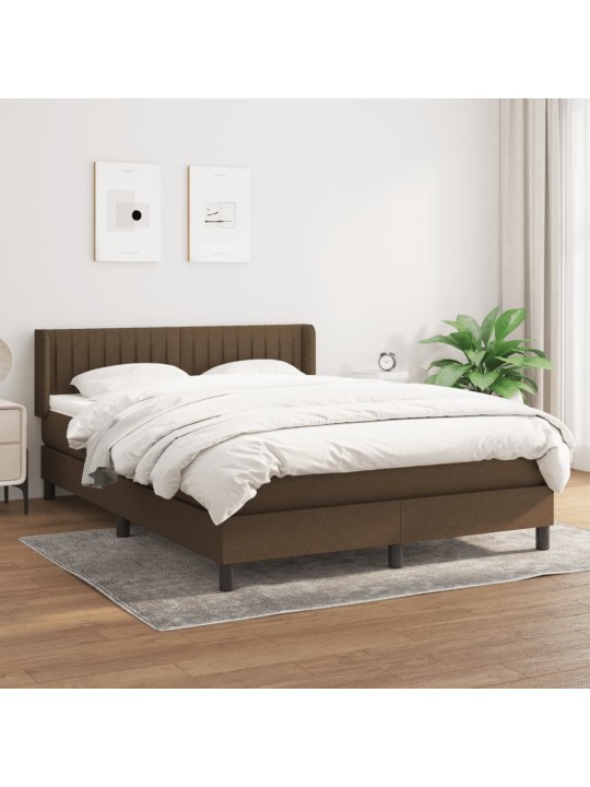 Box spring postel s matrací tmavě hnědá 140x190 cm textil