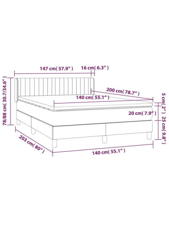 Box spring postel s matrací tmavě šedá 140x200 cm textil