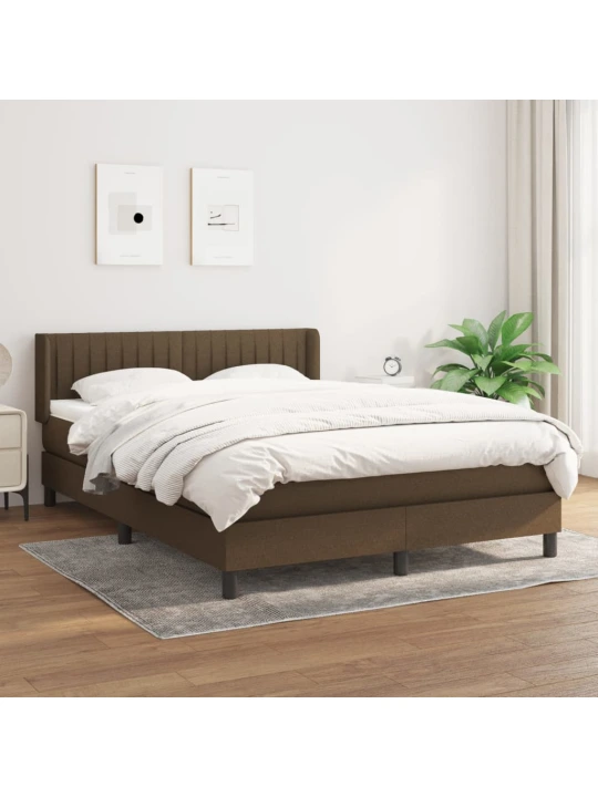 Box spring postel s matrací tmavě hnědá 140x200 cm textil