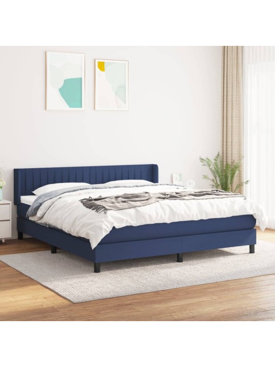 Box spring postel s matrací modrá 160x200 cm textil