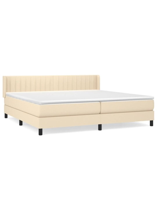 Box spring postel s matrací krémová 200x200 cm textil