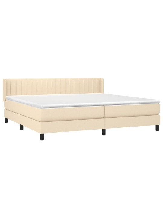 Box spring postel s matrací krémová 200x200 cm textil