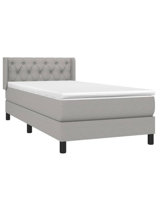Box spring postel s matrací světle šedá 80 x 200 cm textil