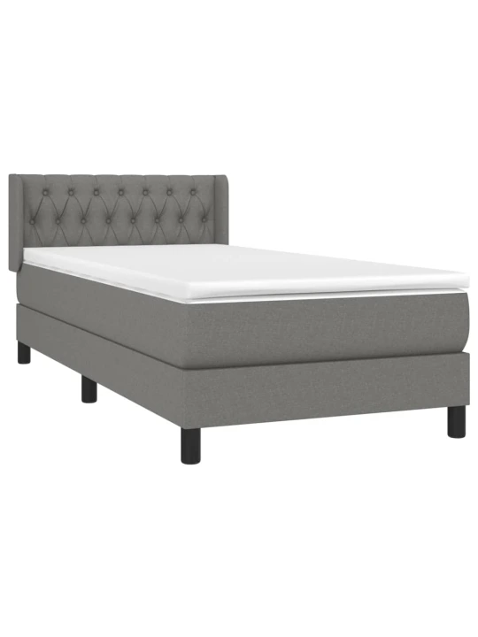 Box spring postel s matrací tmavě šedá 90x190 cm textil