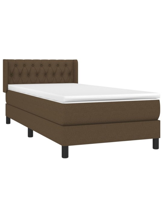 Box spring postel s matrací tmavě hnědá 90x200 cm textil