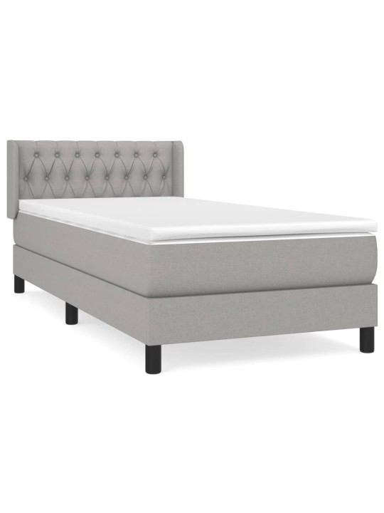 Box spring postel s matrací světle šedý 100 x 200 cm textil