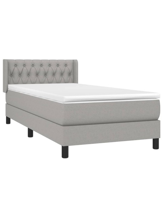 Box spring postel s matrací světle šedý 100 x 200 cm textil