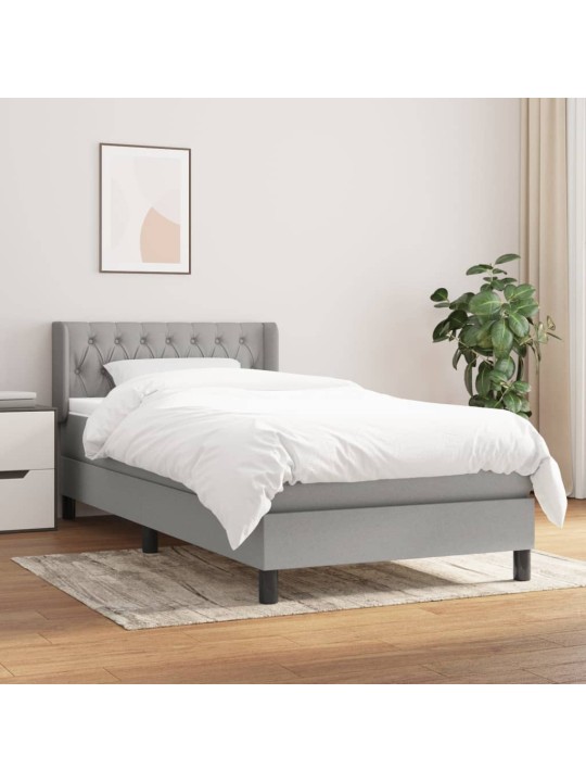 Box spring postel s matrací světle šedý 100 x 200 cm textil