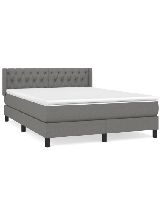 Box spring postel s matrací tmavě šedý 140 x 190 cm textil