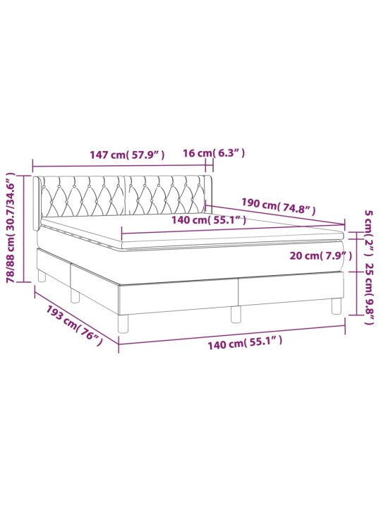 Box spring postel s matrací tmavě šedý 140 x 190 cm textil