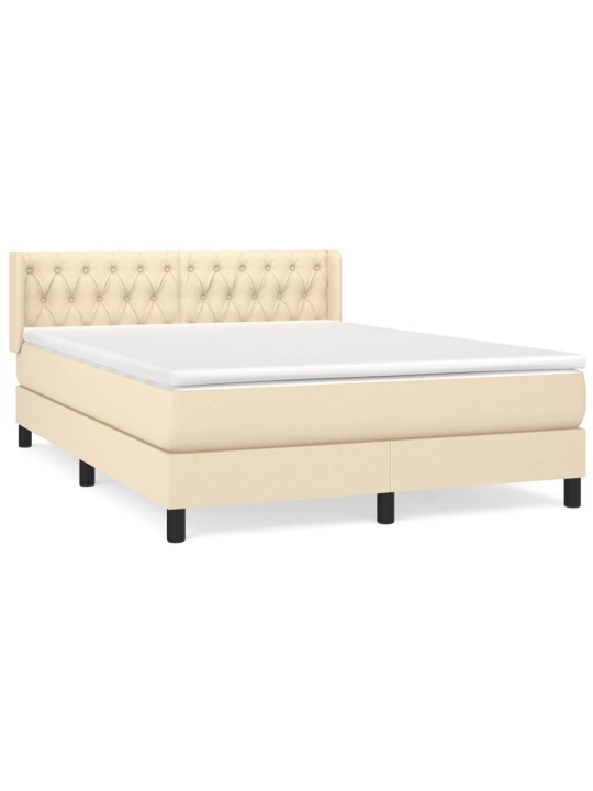 Box spring postel s matrací krémová 140x190 cm textil