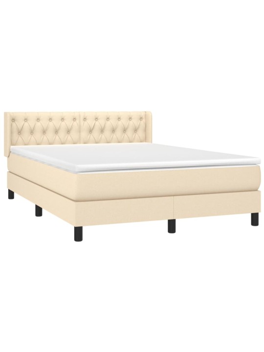 Box spring postel s matrací krémová 140x190 cm textil