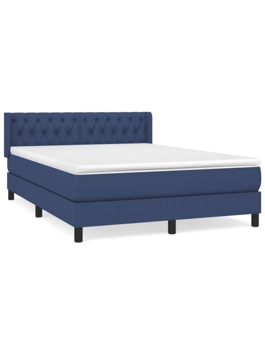Box spring postel s matrací modrá 140x190 cm textil