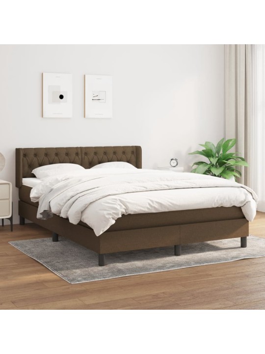Box spring postel s matrací tmavě hnědá 140x200 cm textil