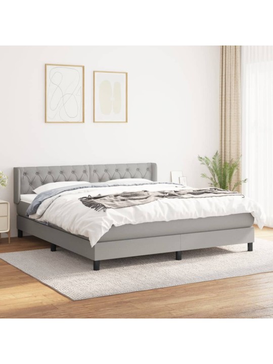 Box spring postel s matrací světle šedá 160 x 200 cm textil