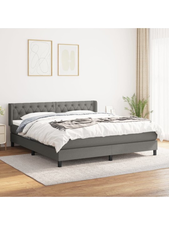 Box spring postel s matrací tmavě šedá 160x200 cm textil
