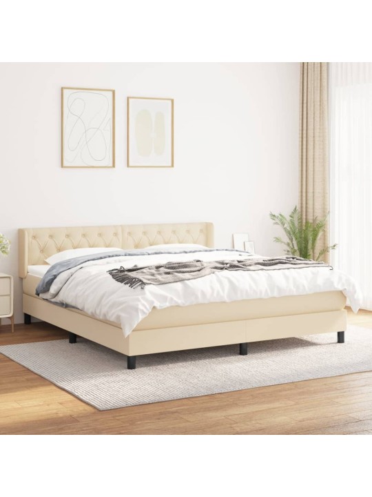 Box spring postel s matrací krémová 160x200 cm textil