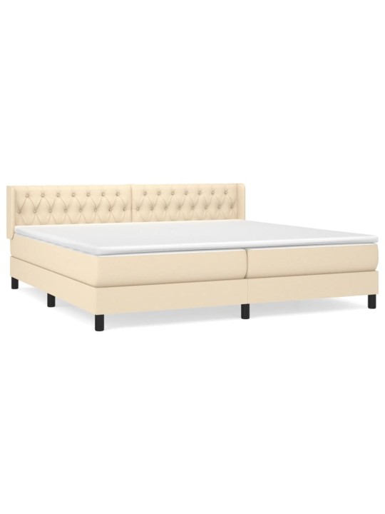 Box spring postel s matrací krémová 200x200 cm textil