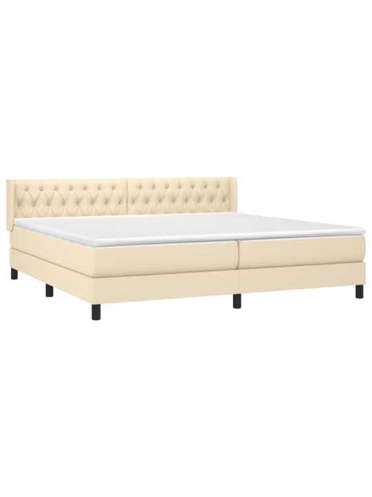 Box spring postel s matrací krémová 200x200 cm textil