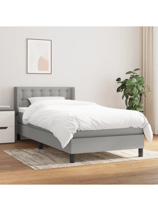 Box spring postel s matrací světle šedá 90x190 cm textil